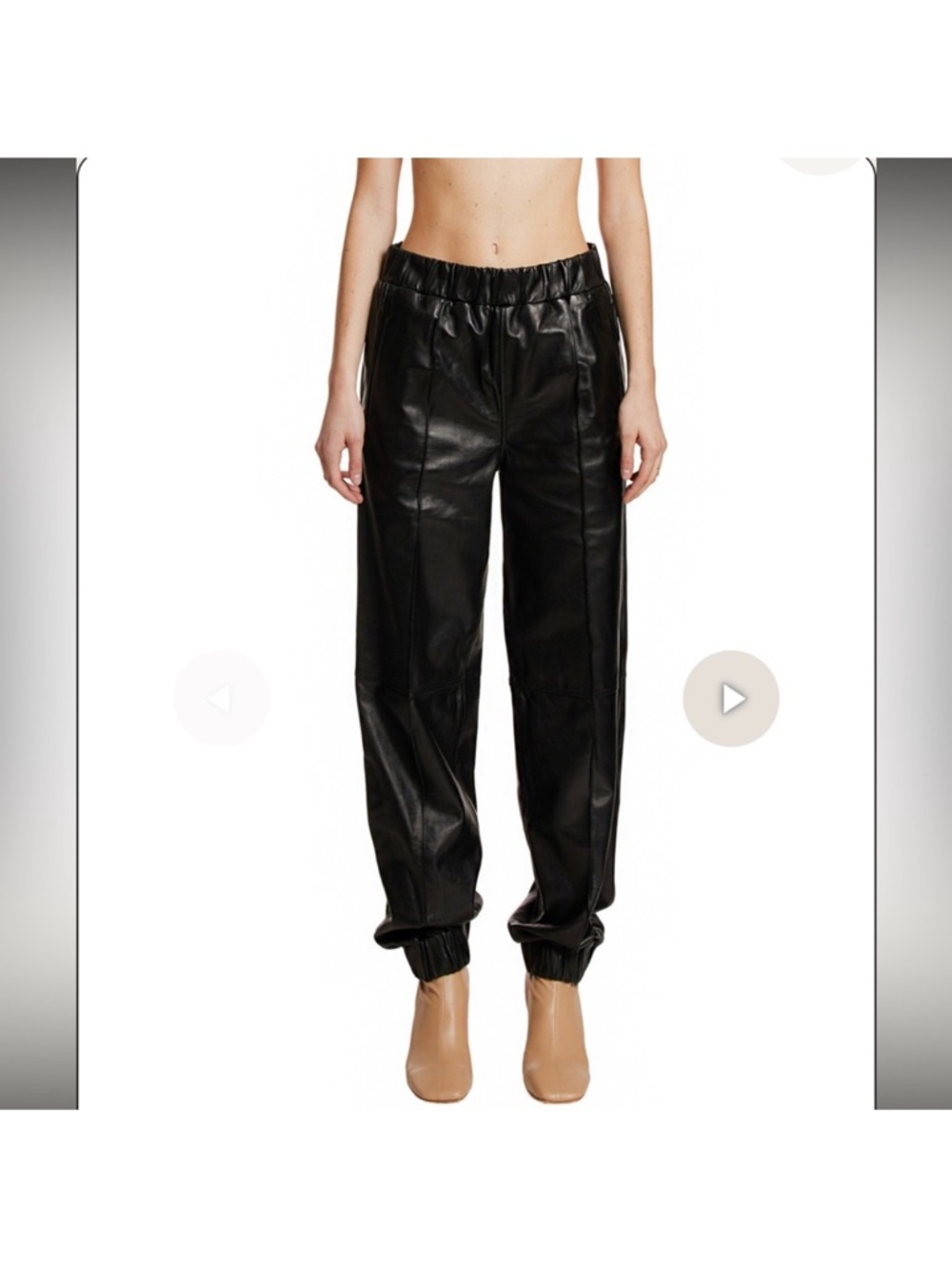 NWT Ganni Black Leather Jogger Pants 40